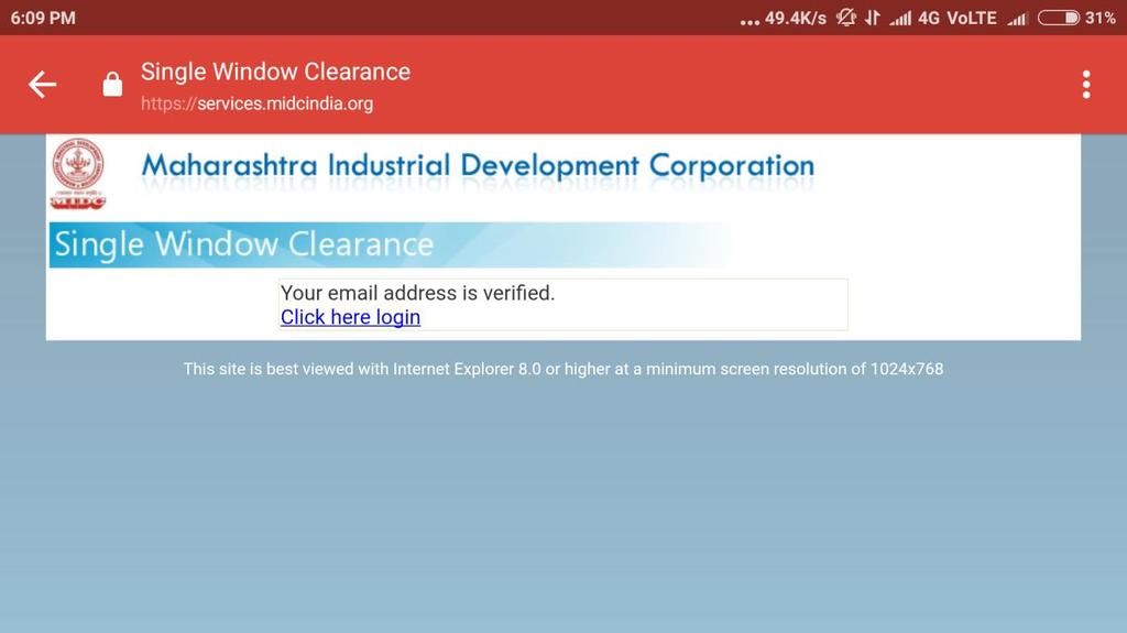 Step 6: On clicking the verification link, you will be redirected to the land allotment portal.