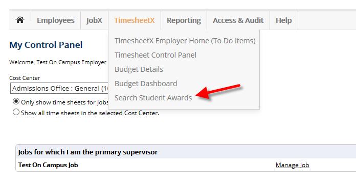 Search / View Award Details Supervisors have a fast and easy way to view a specific student s award information.