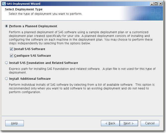 92 Chapter 5 / Deploying the SAS Visual Analytics Server and Middle Tier 16 Specify Deployment Plan Specify the type of deployment plan that you are using, and click Next.