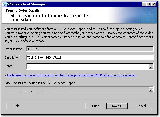 The SAS Deployment Wizard will display this order information during the SAS installation.