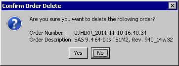 Managing SAS Orders 43 7 Confirm that you want to delete the order by clicking Yes. The SAS Deployment Wizard begins to delete your order.