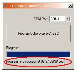 b. When the software update is finalized successfully, Programming success at hh:mm:ss (x sec) (Illustration 8) will be shown at the bottom of the reprogramming tool.