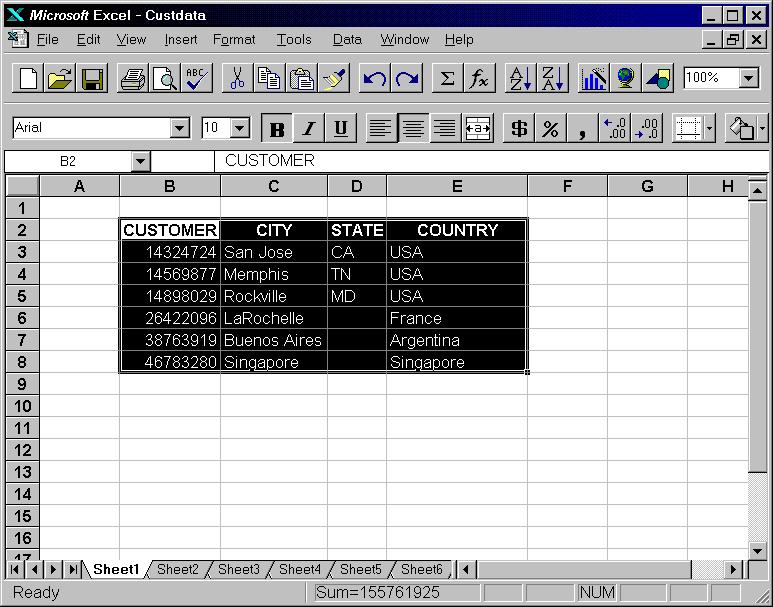 32 Excel Data Types 4 Chapter 6 Display 6.1 A Range of Data in an Excel Worksheet SAS/ACCESS Interface to PC Files treats an Excel workbook as a database, and a range as a table.