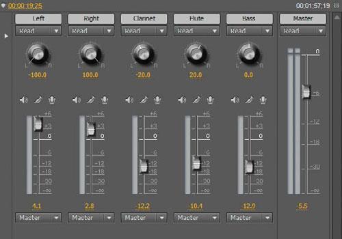 Using a panel that looks a lot like a production studio s mixing hardware, you move track sliders to change volume, turn knobs to set left/right panning, add effects to entire tracks, and create