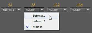 of the Audio Mixer. 3 Click the Left track s Track Output Assignment pop-up menu (at the bottom of the Audio Mixer), and select Submix 1. 4 Do the same for the Right track.