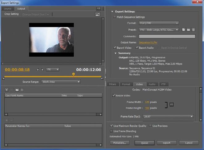 Using the Export Settings dialog Whenever you choose File > Export > Media, Adobe Premiere Pro CS5 opens the Export Settings dialog, which is where you create all stand-alone still-image, audio, and