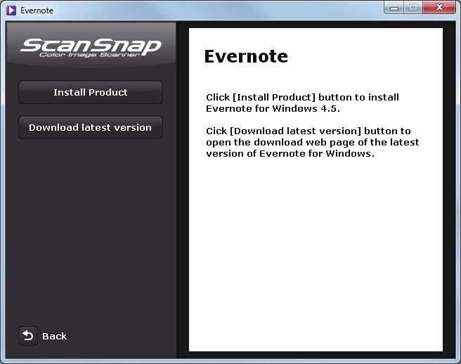 Installing the Software a The [Evernote] window