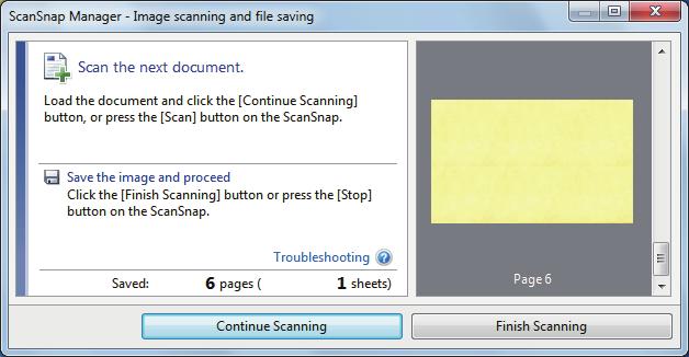 Scanning Multiple Documents at Once a When scanning is complete, the [ScanSnap Manager - Image scanning and file saving] window displays a scanning standby status.