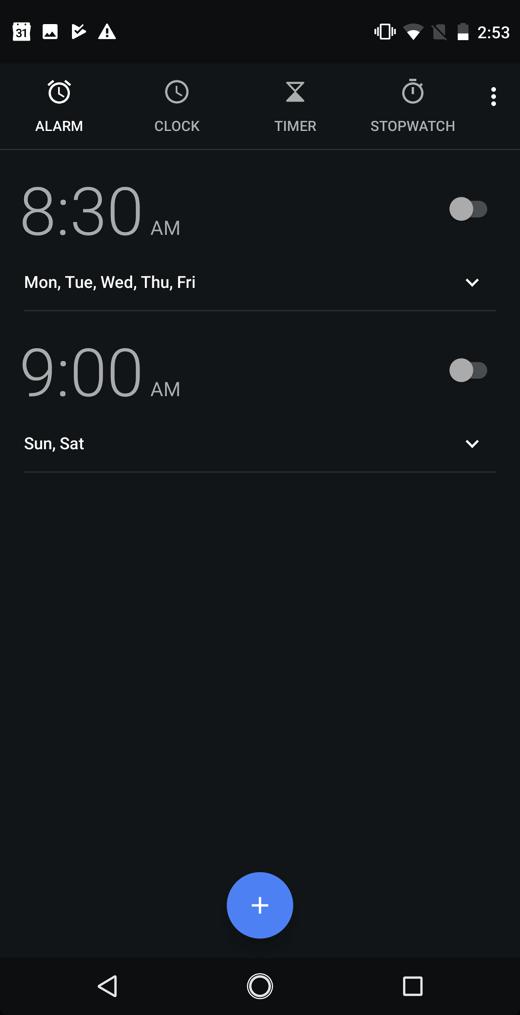 Create an Alarm Set an alarm to ring at a specific time. You can set alarms for a single use or to recur on specific days of the week. You can also choose options for how to be notified. 1.
