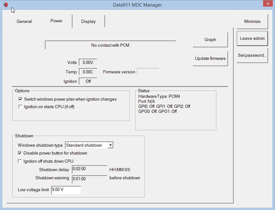 M7 Mobile Computer System Addendum A. Using MDC Manager to Manage Power Settings Reviewing and Adjusting Power Settings Figure 4 MDC Manager Power tab (Admin view) 2.