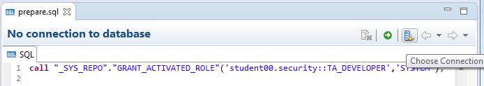 2) If there is No connection to database displayed in the SQL console, click on the