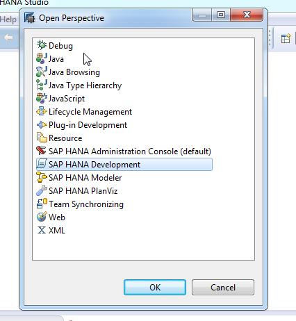 pdf Adding a HANA Studio Perspective Steps Screenshot 1) To support the developercentric workflow, there is an additional Eclipse