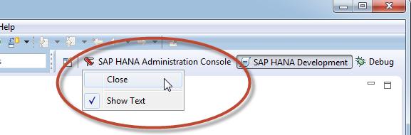 In the upper right corner of your front-end client, click the Open Perspective button. 2) Add the SAP HANA Development perspective.
