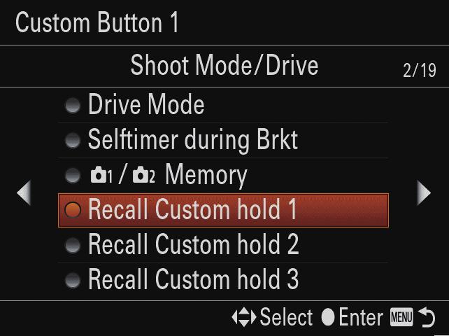 )], then select from [Recall Custom hold 1] to [Recall Custom hold 3] on [Custom