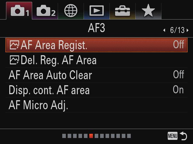 Menu structure Recommended settings for events and subjects AF Menu Index AF settings can