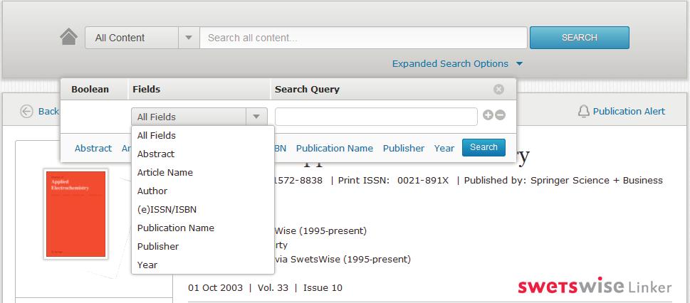 An overlay window will appear showing you the options available. Here, simply enter the additional information you wish to configure your search query around.
