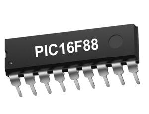 Figure 4: PIC16F88 PIC16F88 Features: * 7 Kbytes/4 K-word program memory (14-bit address) * 368 RAM * USART * 7 10-bit ADCs * 3 timers * 1 Capture/Compare/PWM peripheral * 2 comparators * Internal