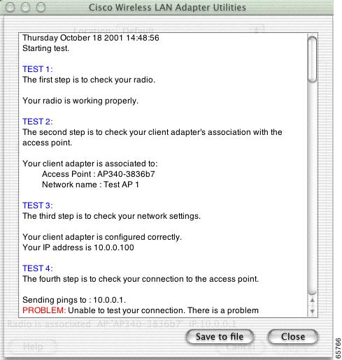 Chapter 4 Running the Troubleshooting Tool on Mac OS X Step 4 If you want to view a detailed report of the troubleshooting test results, click Detailed Report and the detailed report screen appears