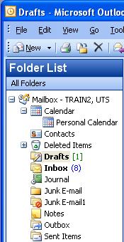 5. Close the file. 6. Close the e-mail message. Exercise 6: Creating a Draft 1. Click Mail in the Navigation Pane. 2. Open a message box by clicking New. 3. Enter utstr2@mailbox.sc.edu in the To box.