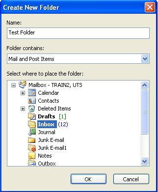 Folders Exercise 1: Creating a New Folder 1. On the standard toolbar, click on the arrow to the right of the New button and a drop-down menu will appear. 2.