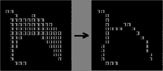 Black pixels and white pixels are denoted as 1's and 0's, respectively.