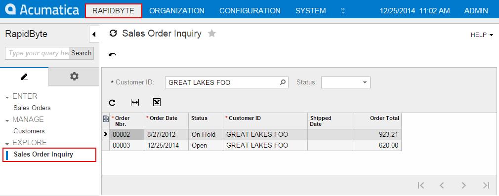 Part 3: Inquiry Pages 93 Lesson 7: Creating the Sales Order Inquiry Page In this lesson, you will create the Sales Order Inquiry page that provides