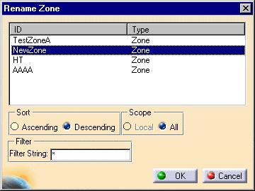 4. Select the zone you want to rename. The Rename dialog box will open. 5.