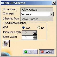 4. Select a class in the specifications tree and click the Define ID Schema button ID Schema dialog box will display.