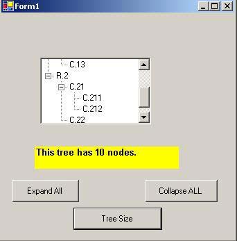 Example The Tree Size button click prints