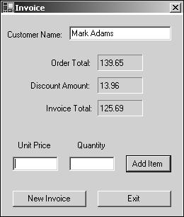 How the Invoice Application is Implemented This application is implemented by a form class and the Invoice class.