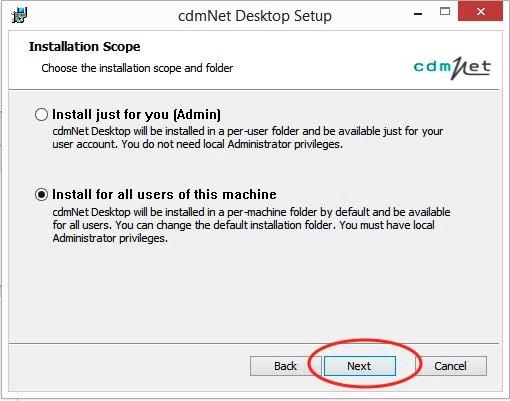 6. Select the option Install just for you if you do not have Administrator privileges or Install for all users of this machine if you have Administrator privileges
