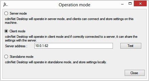 4. Change to Server Mode and click on Close (Figure 5) Figure 5: Change to Server Mode Client Mode Configuration 1.