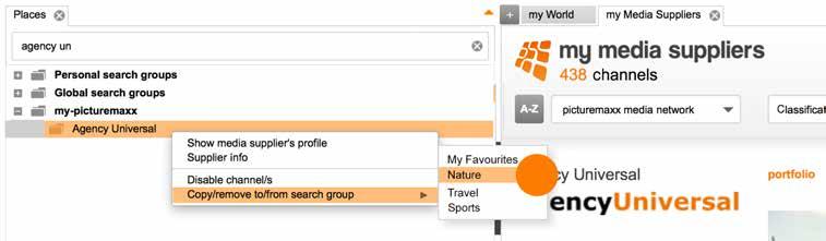 OPTIMIZE SEARCH PAGE 7 Effortlessly organize all media sources CREATE GROUPS OF SUPPLIERS FOR SEARCHING To speed up and optimize your search, you can add media suppliers to groups, e.g., organized by topics or popularity.