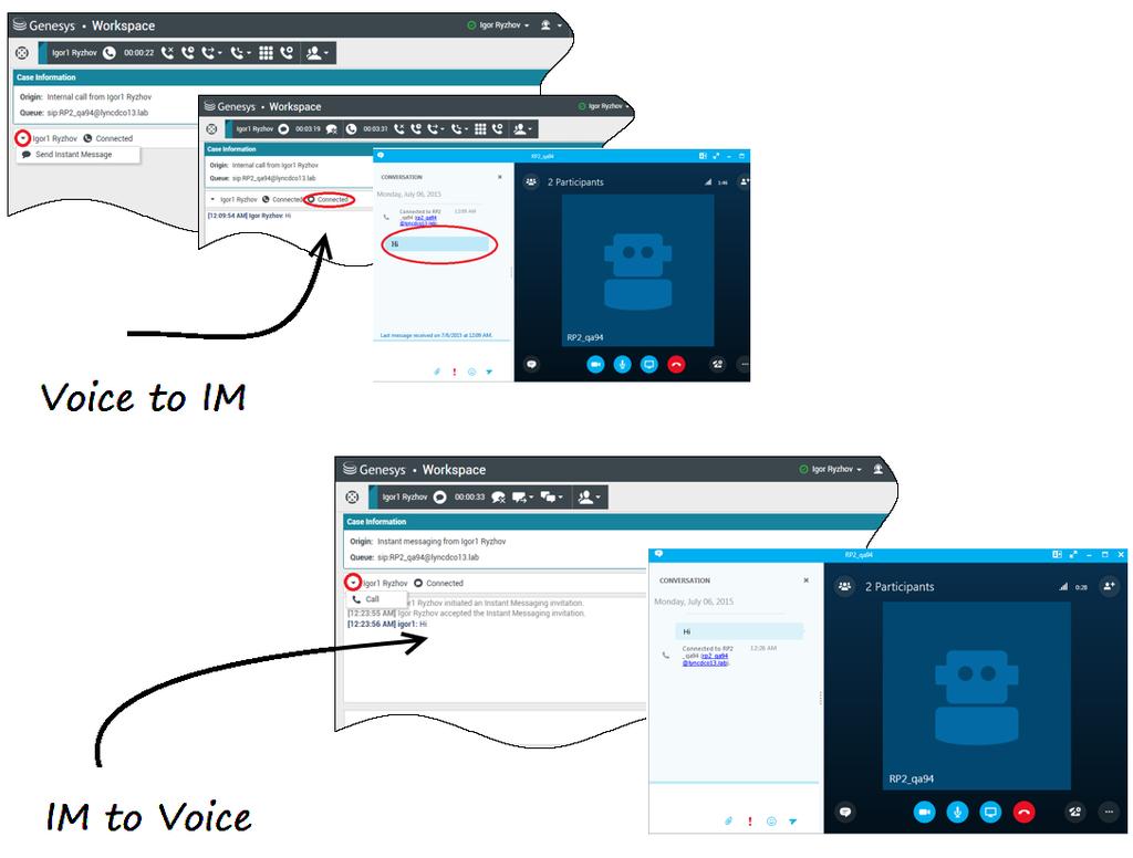 Voice Interactions When you are in a voice interaction and require additional information, you have the following options Voice Conferencing: You can add another agent