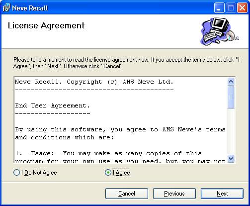 If the application fails to launch automatically on CD insertion, then go to the CD Drive in Windows Explorer and double-click the NeveRecall.