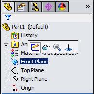 Click Front Plane in the Feature Manager and click Sketch from the
