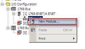 Add the 1734-AENT adapter by right-clicking the 1768-ENBT module in the