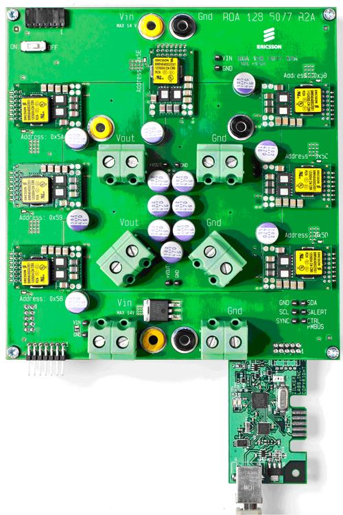 2 E Design Kit Evaluation Board Connection of Intersil ZLUSBREF02 PMBus-to-USB adaptor Connect the
