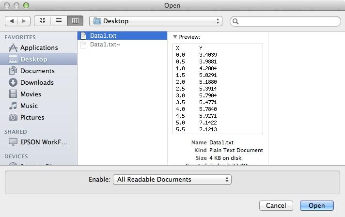 Figure 2: The dialog box for choosing a file to open.