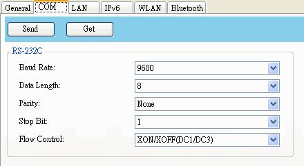 6 SATO WS4 Printer Utility Work with SATO WS4 Printer Utility 6.2.4 COM The COM tab provides the settings of the RS-232C port.