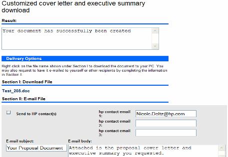 Executive summary document Once completely downloaded the screen will display the completion and the link to the word file will appear User can right click and Save As to their hard drive, open the