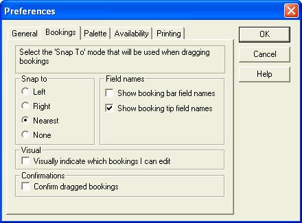 Customising the desktop Short-cut: Right-click over booking area (but not a booking) and choose 'Booking tips' from the menu.