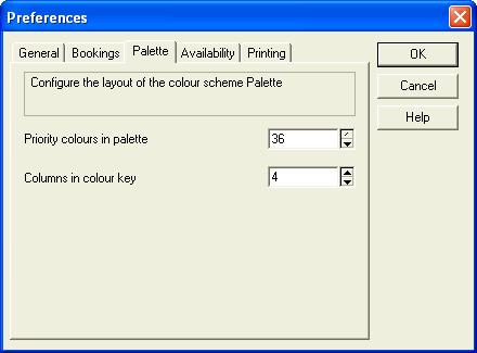 Customising the desktop Palette preferences The 'Palette' tab of the 'Preferences' dialog allows you to define settings relating to the priority colours palette (see Using the colour key): Priority
