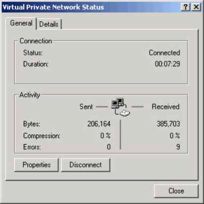 Figure 3-57. Virtual Private Network Status Window, General Tab Figure 3-58.