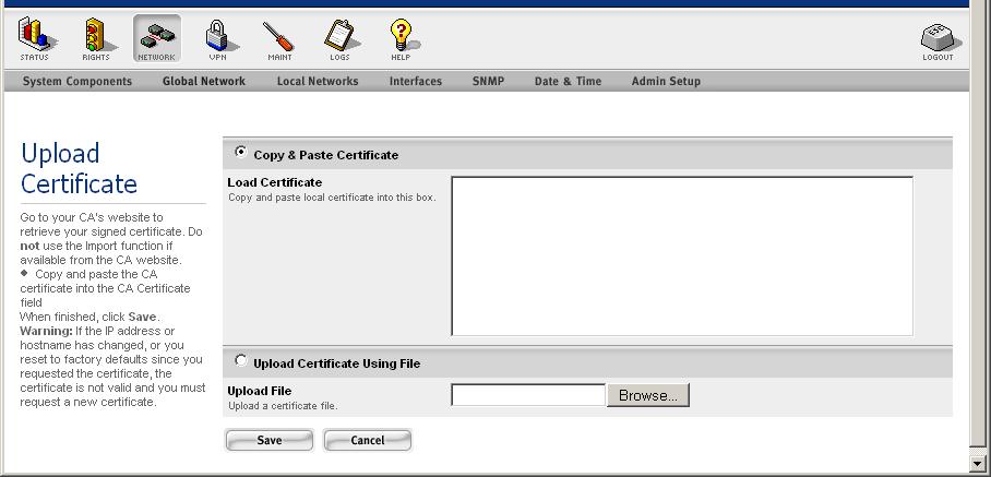Configuring the Network Figure 6-18. Upload Certificate Page Step 3.