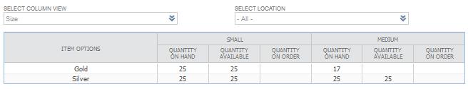 Viewing Matrix Items in Grid Format 38 Viewing Matrix Items in Grid Format Using, you can view item quantities and stock levels in grid format.