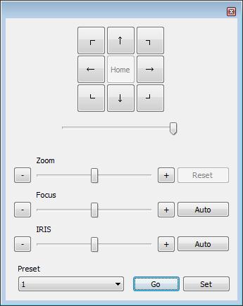 The item of ZOOM, FOCUS and Iris let user can control the item manually. POSITION STEP is a distance during Pan/ Tilt works.