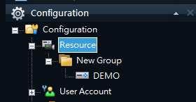When you select a Resource, the layout of the selected view is device list in the main section of the icms