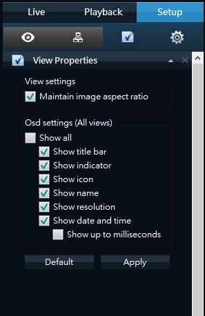 Views and their Content Selecting a view You are basically able to select a view for display on the Live tab as below.
