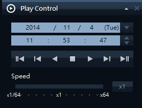 Speed controller of playback You can slide the indicator to control the speed of playback during play the image. From 1/64X(slowest)~ 64X(fastest).